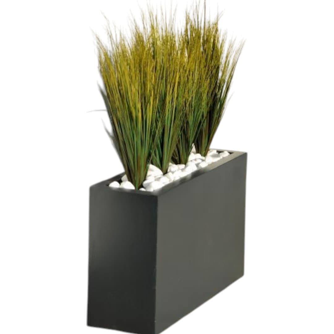 Artificial Grass In Black Planter — Artificial Plants for Dubai & UAE delivery | Planto.ae