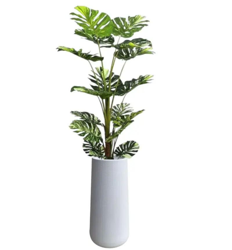 Artificial Monestra In Beautiful Fiber Pot — Artificial Plants for Dubai & UAE delivery | Planto.ae