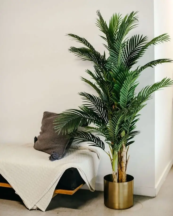 Artificial Palm In Golden Metal Pot — Artificial Plants for Dubai & UAE delivery | Planto.ae