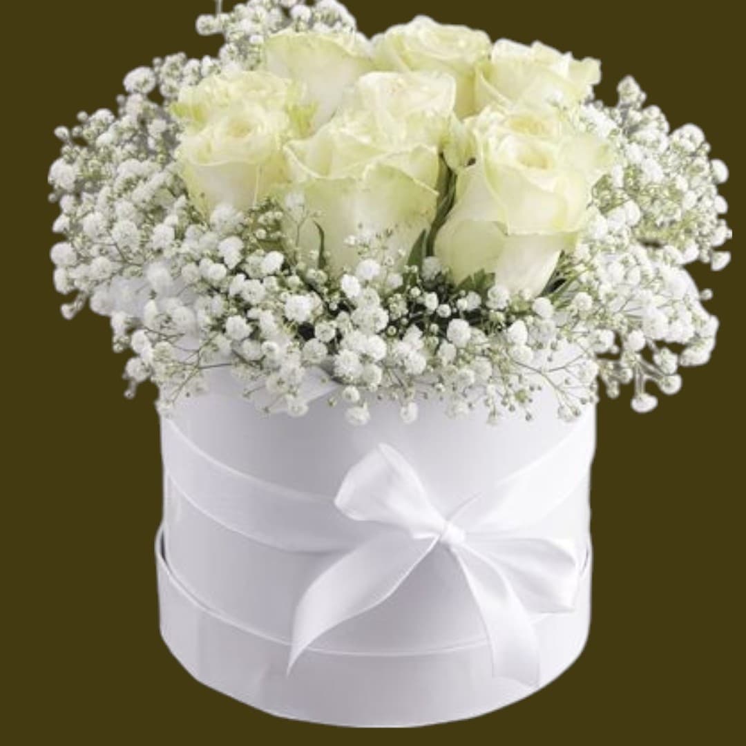 Off White Fake/ArtificialRoses  Box Arrangement — Artificial Plants for Dubai & UAE delivery | Planto.ae
