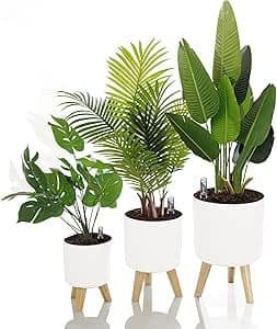 Set of 3 Artificial Plants In White Stand Pots. — Artificial Plants for Dubai & UAE delivery | Planto.ae