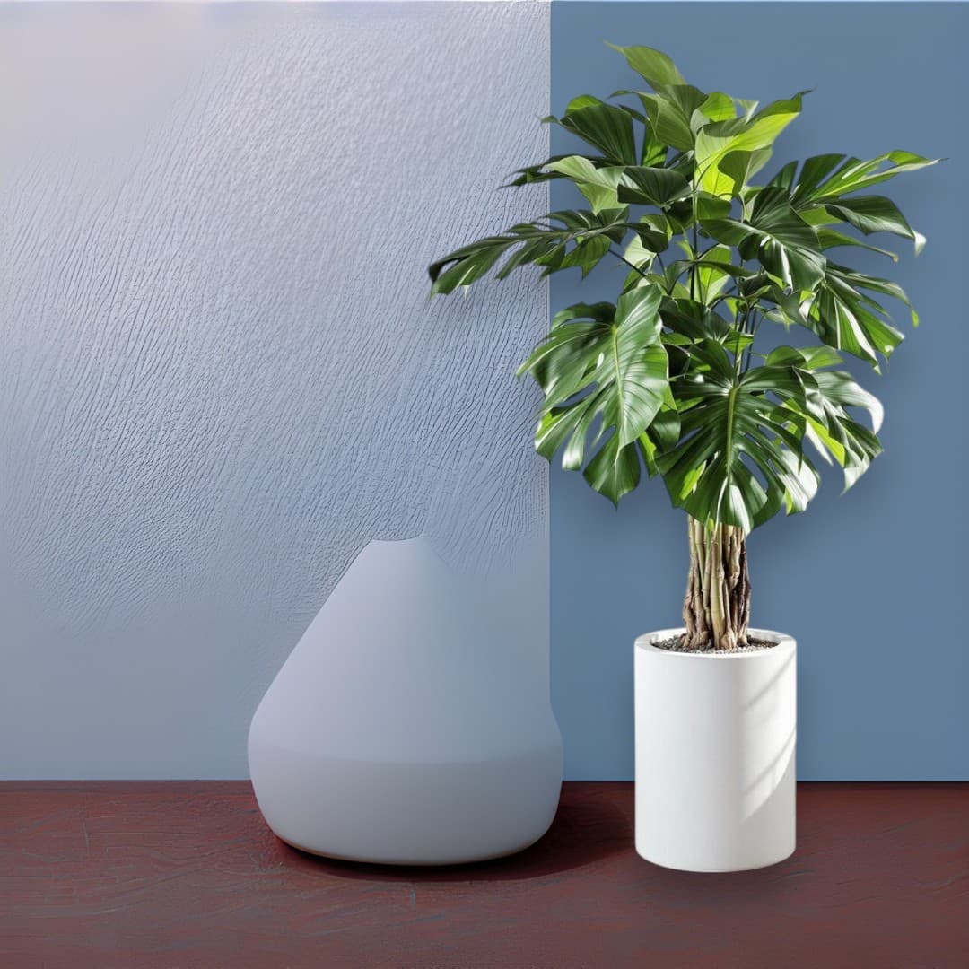 Monstera In White Fiber Pot — Indoor Plants for Dubai & UAE delivery | Planto.ae