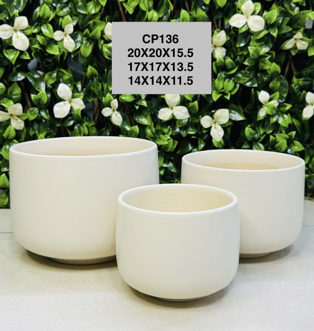 Three Planters Set Ceramic — Pots And Planters for Dubai & UAE delivery | Planto.ae